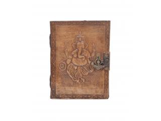 Handmade Vintage New Antique Design Ganesh Embossed Leather Journal Notebook Charcoal Color Journals 7x5 Inches Notebook